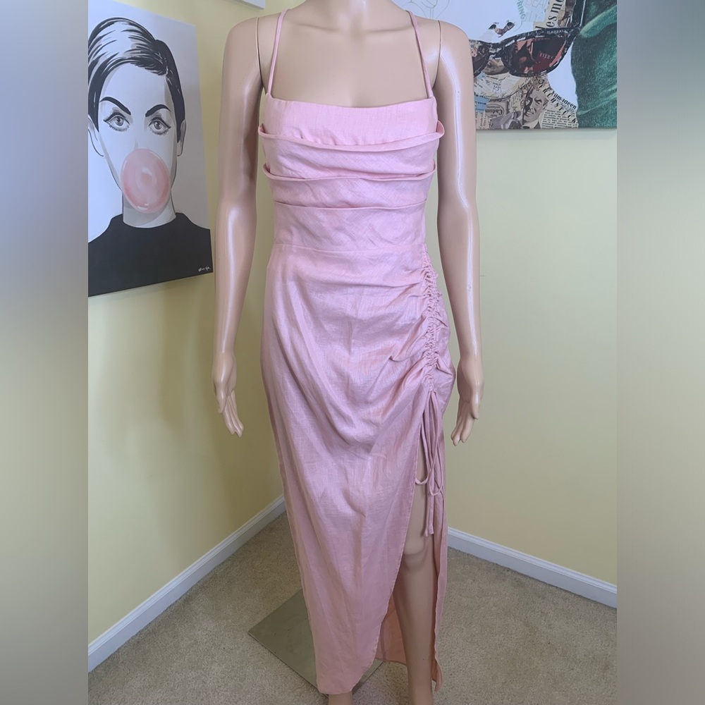 💫HP‼️💫 NWT Revolve RUMER THE LABEL “Loulou” Linen Maxi Dress in Prima, Sz Medium - Picture 7 of 11